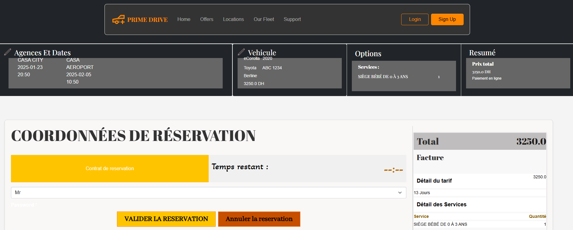 confirmation de réservation
